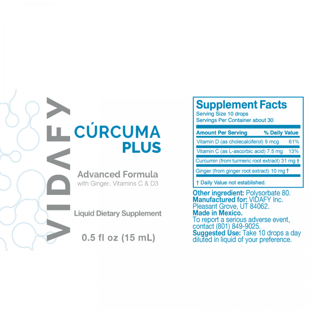 Vidafy Curcumin Plus - with Vit D, C & Ginger.