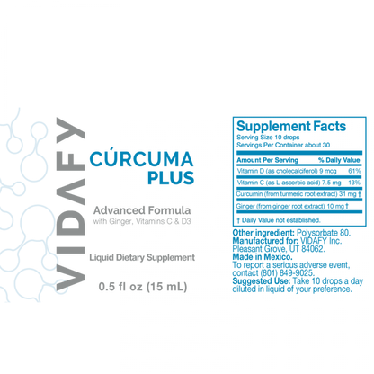 Vidafy Curcumin Plus - with Vit D, C & Ginger.